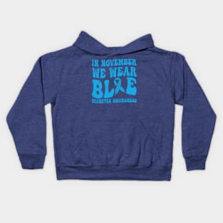In November We Wear Blue Diabetes Awareness Month T-Shirt Kids Hoodie